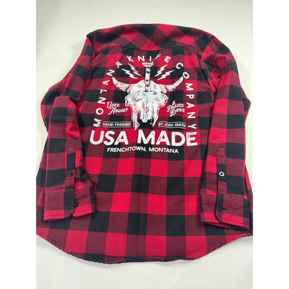 Red And Black Lumberjack Flannel Montana Knife Company Size Small - Picture 7 of 7
